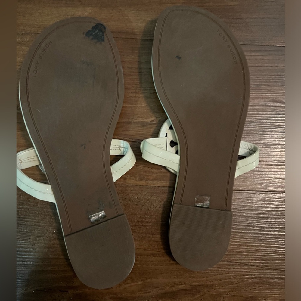 White Patent Leather Tory Burch Miller Sandals - Picture 2 of 2